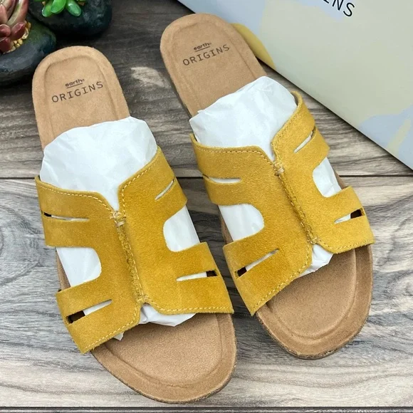 NIB Earth Origins 9W Luna Slip On Suede Slide Sandal Marigold Yellow 40.5 - Picture 2 of 11